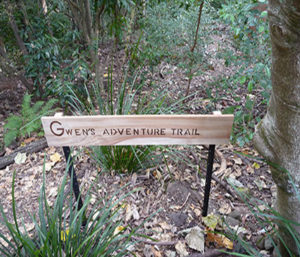 Sign indicating the start of Gwens Adventure trail
