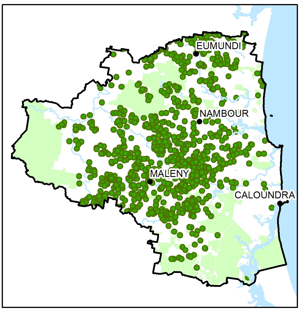 Land for Wildlife Map Sunshine Coast Hotspots